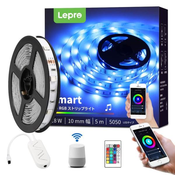Lepro Alexa対応 LEDテープライト RGB ストリップライト アレクサエコー/グーグルホ...
