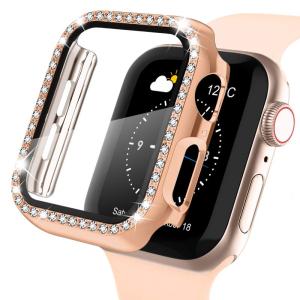 WASPO コンパチブル iWatchケース 40mm 保護フィルム付き クリスタルダイヤ付き アップルウォッチカバー 女性専用 全面保護ケ｜bisuta