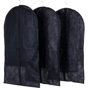 アストロ 衣類カバー ブラック ショートサイズ 3枚組 両面不織布 洋服カバー スーツカバー ファスナー式 底閉じタイプ 605-15｜bisuta