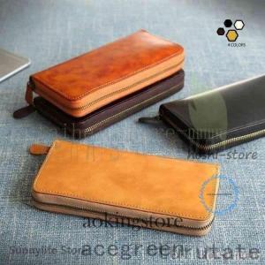 新品 多機能 栃木レザー 長財布 ヌメ革 本革 レザー メンズ 財布 大容量 ロング ウォレットラウンド ファスナー 長財布