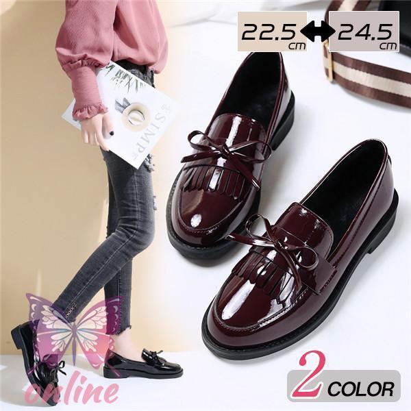 爆売り ローファー パンプス タッセル付き リボン スクール タッセルローファー シューズ レディー...