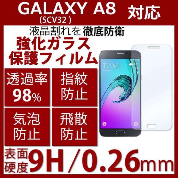 SCV32 Galaxy A8 ギャラクシー エーエイト 強化ガラス 液晶 保護 フィルム 2.5D...