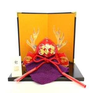 ガラスの兜飾り 弦月 gengetsu（青） 桐箱入 FIORETTO フィオレット