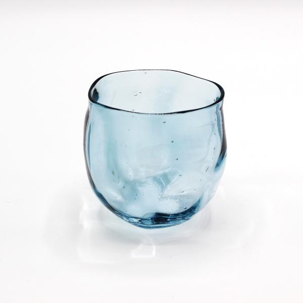 glass calico グラスキャリコ ハンドメイド ガラス酒器 ミナモブルー 丸型 ロックグラス