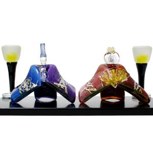 ガラスのお雛様 華雛 (はなびな) 雪洞 (ぼんぼり) 付き glass calico