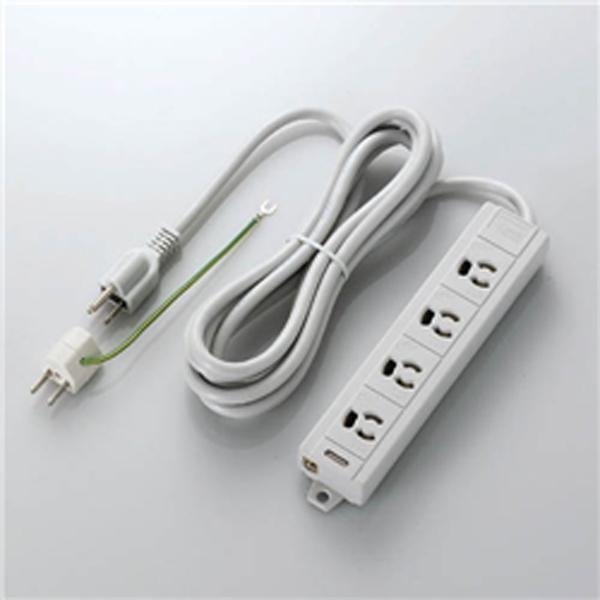 電源タップ エレコム ROHS準拠 マグネット付き 抜けどめ 3P4口 3m T-ECOH3430N...