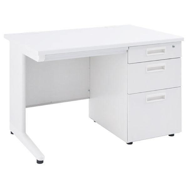 法人限定 オフィスデスク カグクロ 事務用片袖机 W1000 ホワイト KDW-107S