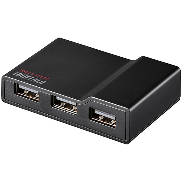 USBハブ バッファロー USB2.0 TV/PC対応セルフパワー4ポートハブ ブラック BSH4A...