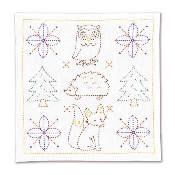 オリムパス　刺し子キット　北欧モチーフの花ふきん　フォレスト　SK-329