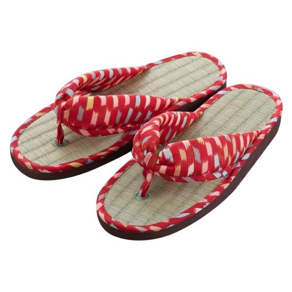 い草鼻緒サンダル　やがすり　レッド系　Mサイズ　XM-726