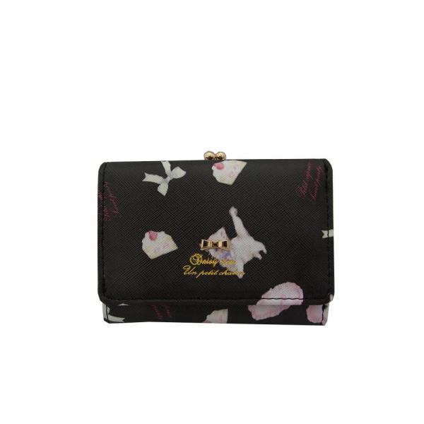 DaisyRico　デイジーリコ　キャットプリント　がま口ミニ財布　黒　DR2-2