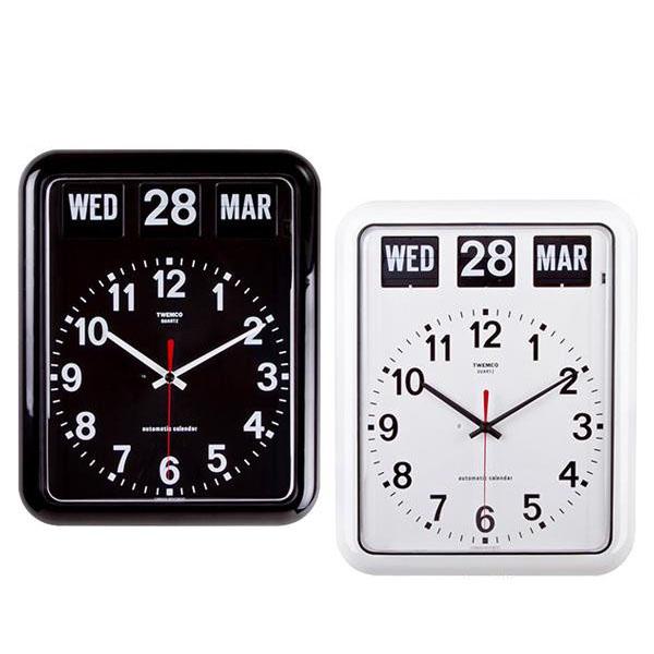 TWEMCO(トゥエンコ) 掛け時計 パタパタカレンダー時計 BQ-12A　ホワイト