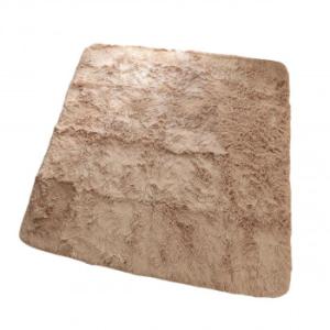 マイクロファイバーロングシャギーラグ 190×190cm ミルクティ「GSCD508378」