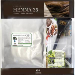 PIA ヘアカラー かの子のハーバルヘナ35番×1袋+Aセット 100g ダークブラウン  H35×...
