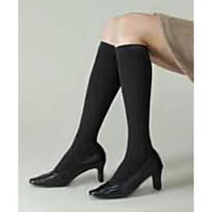 医療用弾性ストッキング　レックスフィット　厚手ハイソックス　爪先なし　中圧　Lサイズ　ブラック110...