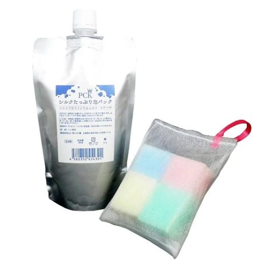 ペット用 PCK シルクたっぷり泡パック 300g+泡立てネット付