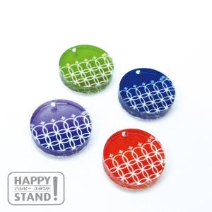 アクリルチャーム　32 切子硝子風ラウンドB七宝 ４色ミックス（ブルー パープル グリーン レッド）4　美和田屋＆ハッピースタンド ｜ アクリルパーツ 手芸