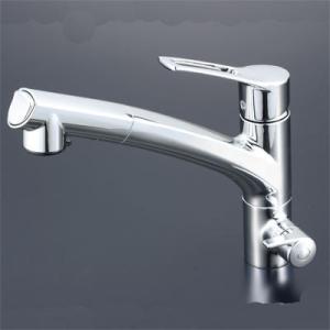 KVK 【KM5021TEC】 シングルレバー式シャワー付混合栓(シャワー引出し