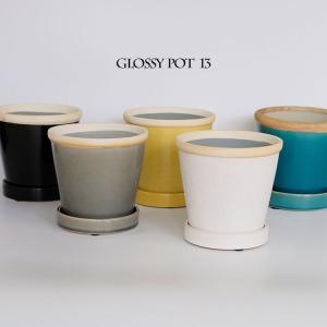glossy pot 13 植木鉢 13cm おしゃれ 陶器鉢 パステルカラー カラフル 室内｜biyori