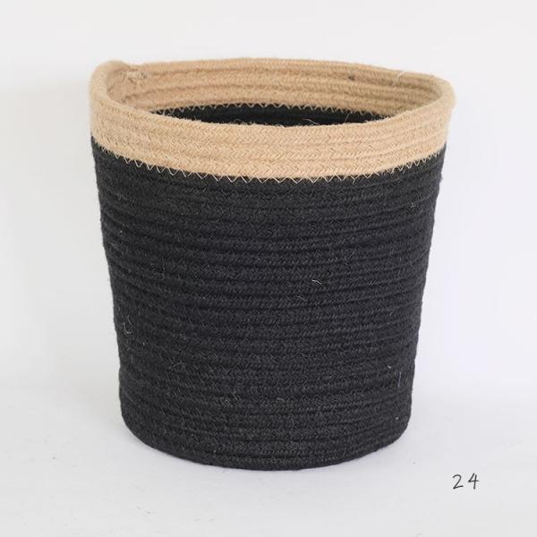 Jute Rope Basket black&amp;natural 24 鉢カバー おしゃれ サボテン 多...