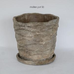 molten cement pot20【懸崖5号鉢用/植木鉢/おしゃれ/受皿付/セメント】｜biyori