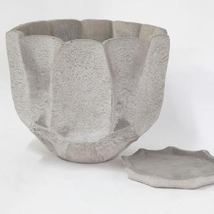 PETAL cement pot 24【懸崖5号鉢用/植木鉢/おしゃれ/受皿付/セメント】｜biyori