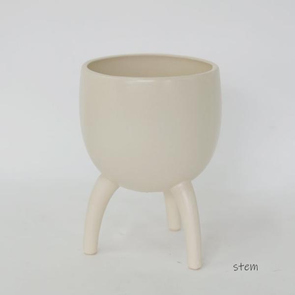 脚付きポット 鉢カバー ポット かわいい stem ステム おしゃれ鉢 白鉢 陶器鉢カバー
