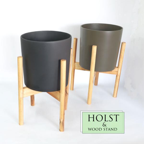 HOLST26 鉢カバーGY/OL スタンド 付フラワースタンド 鉢台 植木鉢 スタンド