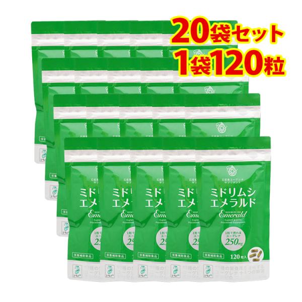 ミドリムシエメラルド 120粒入 20袋セット アルミパウチパッケージ ユーグレナ高配合サプリ