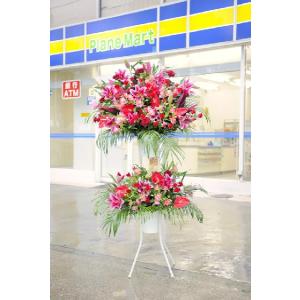 送料 立札 回収すべて無料 店スタンド花gifts 開店祝 開業祝 出演祝に当日配送可能スタンド花 二段２色指定生花開業祝い２万円コース ピンク 赤系 Bsta2c9 Prr Sp