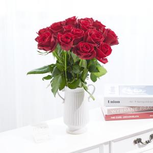 花瓶フラワー・フラワーベース　アンティークジャグ（ツイン/大）　赤バラ18本｜biz-hana