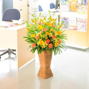 スタンド花　スクエアタイプ　Sサイズ（黄色・オレンジ系）