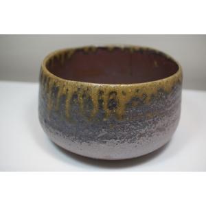 備前焼流れ胡麻抹茶茶碗　川野展靖作　NOBU=150002