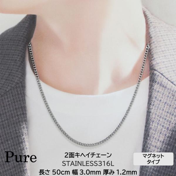 喜平ネックレス メンズ チェーン ステンレス キヘイネックレス キヘイチェーン 2面 50cm シル...