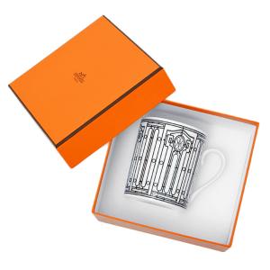 エルメス HERMES アッシュデコ H DECO マグカップ シングル 300ml 装飾 陶器 ホワイト×ブラック 037031