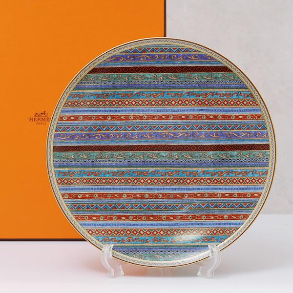 エルメス HERMES シュヴァルドリアン 丸型 プレート 32cm 装飾 絵皿 陶器 009863