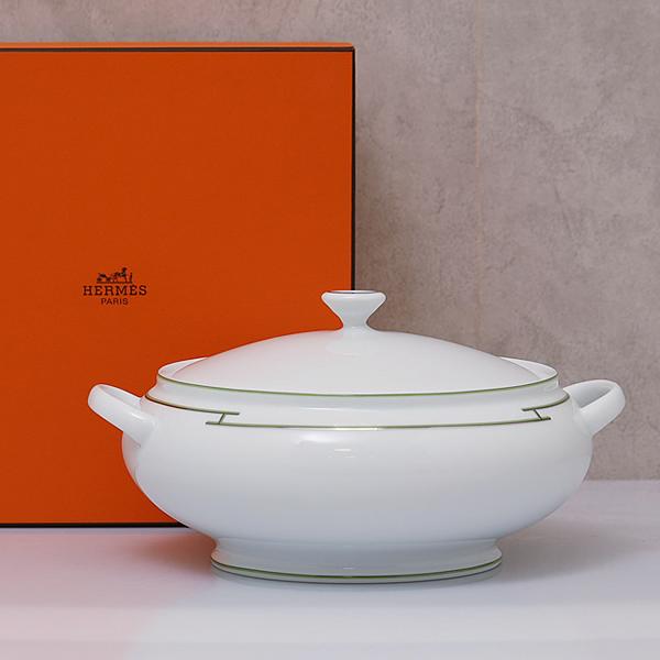 エルメス HERMES リズム スープボウル 25cm 装飾 陶器 004329P GREEN/PL...