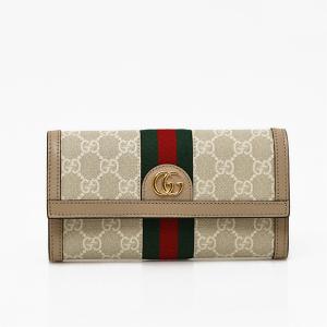 グッチ GUCCI オフィディア GGスプリームキャンバス×レザー 二つ折り かぶせ 長財布 ベージュ×ホワイト [レディース] 523153 UULAG 9682｜bjkyoto