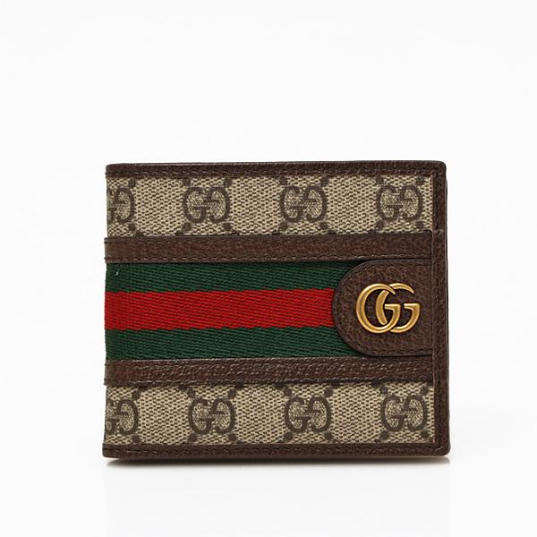 グッチ GUCCI オフィディア GGスプリームキャンバス×レザー ウォレット 二つ折り 折財布 小...