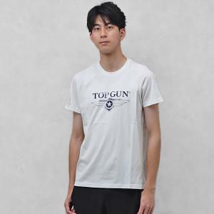 トップガン TOPGUN コットン ロゴ入り 半袖 Tシャツ ホワイト [メンズ] TGM2001 201 GARDENIA ゆうパケット送料無料｜bjkyoto