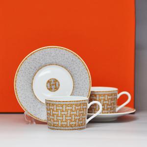 2点セット エルメス HERMES モザイクAU24 ティーカップ＆ソーサー コーヒーカップ 160ml 装飾 陶器 026016 ORO｜bjkyoto