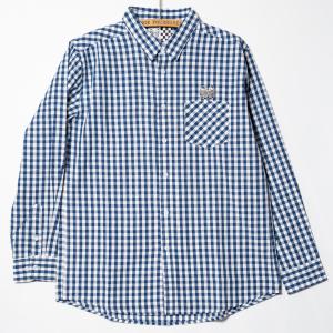 [SIRANO BROS.] Classic Regular Collar 9/10 sleeve Shirts, Blue Gingham Check ブルー ギンガムチェック 九分袖 レギュラーカラー シラノブロス｜bk2bk
