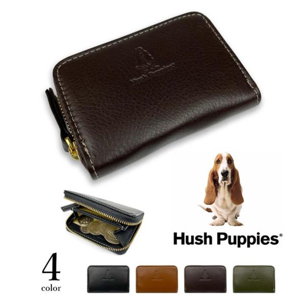 コインケース メンズ 本革 Hush Puppies ハッシュパピー ラウンドファスナー 小銭入れ ...