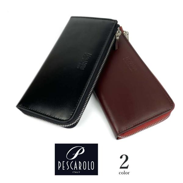 財布 メンズ 長財布 本革 PESCAROLO ペスカロロ イタリアンレザー 大容量 L字ファスナー...