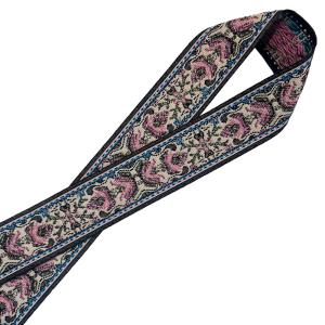 チロリアンテープ 幅63mm 幅広 青 黒 ゴールド アジアン ペイズリー柄