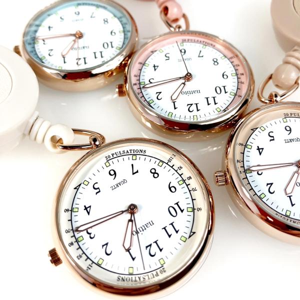 ナースウォッチ コレット ASS154 l 蓄光 リールキー ウォッチ 脈拍計 逆さ文字盤 アナログ...