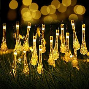 Berocia ストリングライト ソーラー led 屋外 30 led 8モード 水滴暖かい白 イルミネーションライト太陽充電 IP65防水 クリスマスライトソーラーパネル飾りライ