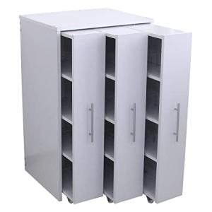 収納棚 スライド キャスター付き 三連装 左右設置可 本棚 スリム