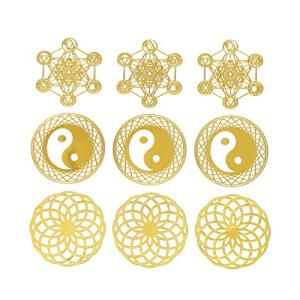 wave the stone 神聖幾何学模様 金属製 シール オルゴナイト ハンドメイド用 (トーラス 3枚 太極図 3枚 メタトロン