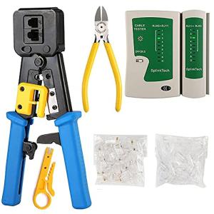 Naliovker RJ45圧着工具キット ネットワークケーブルテスター パススルーCat6ケーブルテスターとクリンパー RJ45/RJ12用 レギュ